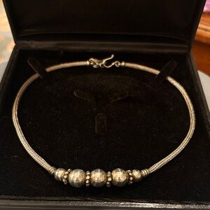 Sterling Silver Beaded Snake Chain Necklace - Silver
